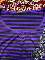TATC Stripe Purple Floral Tee - XL