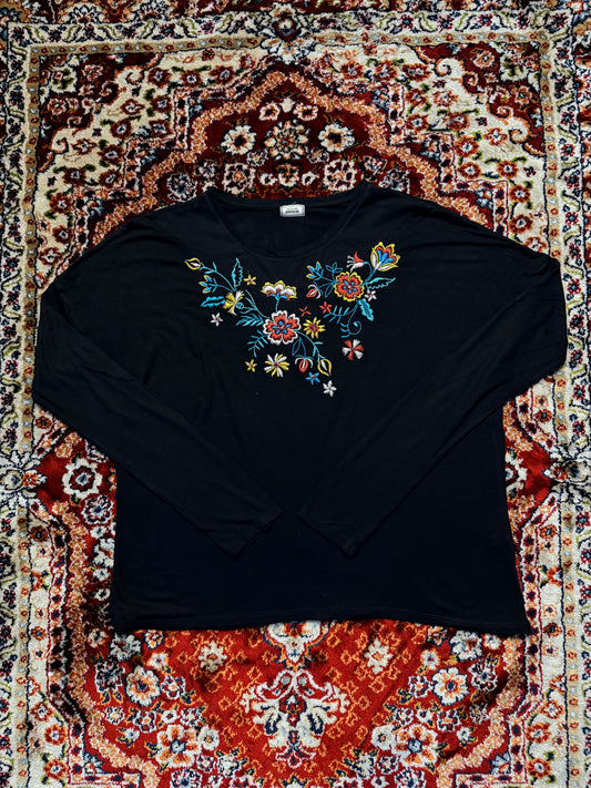 Pimkie Collection Black Floral Beaded Top - S