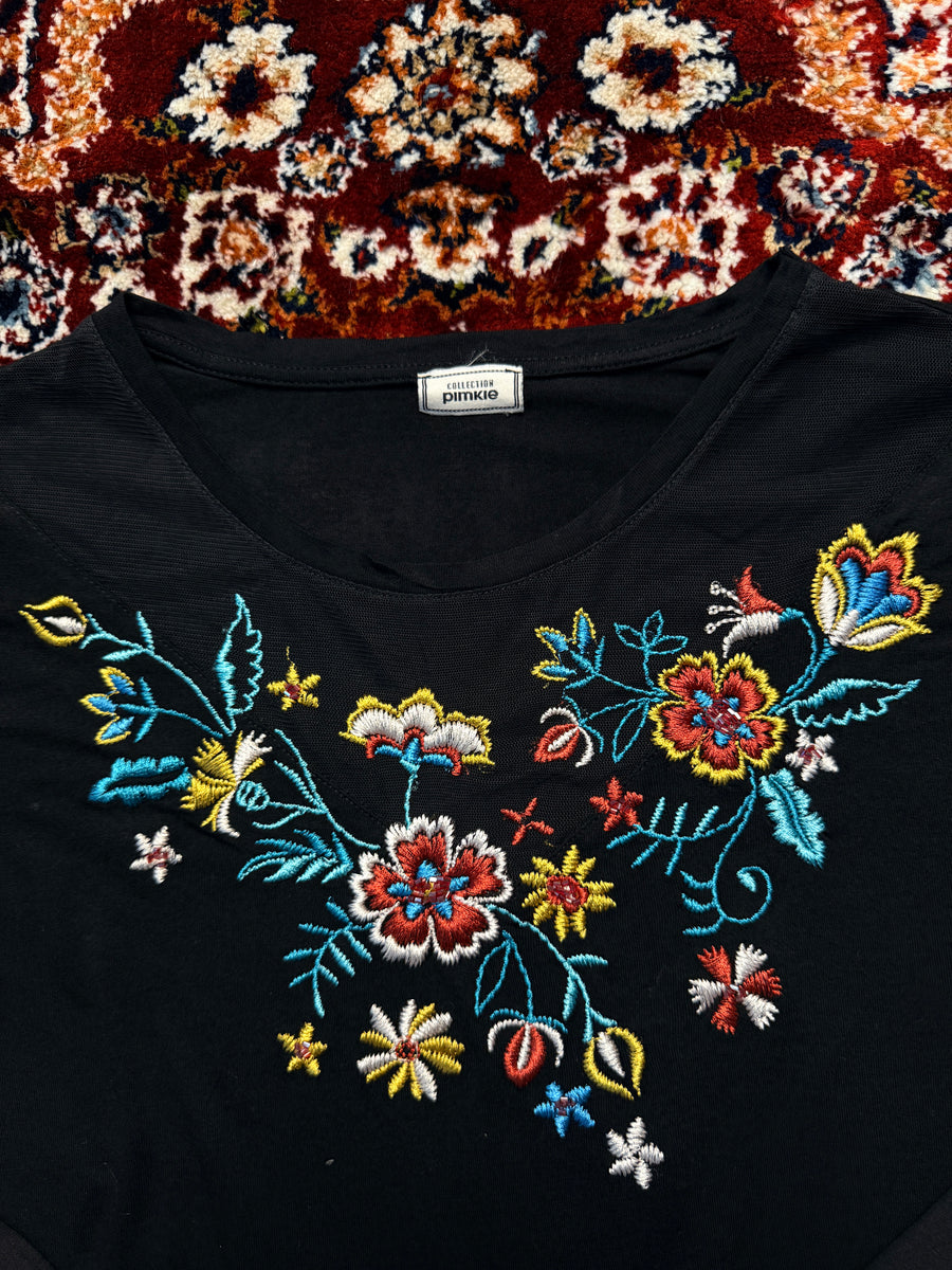 Pimkie Collection Black Floral Beaded Top - S