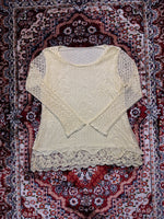 Vintage Yellow Crochet Mesh Top - M
