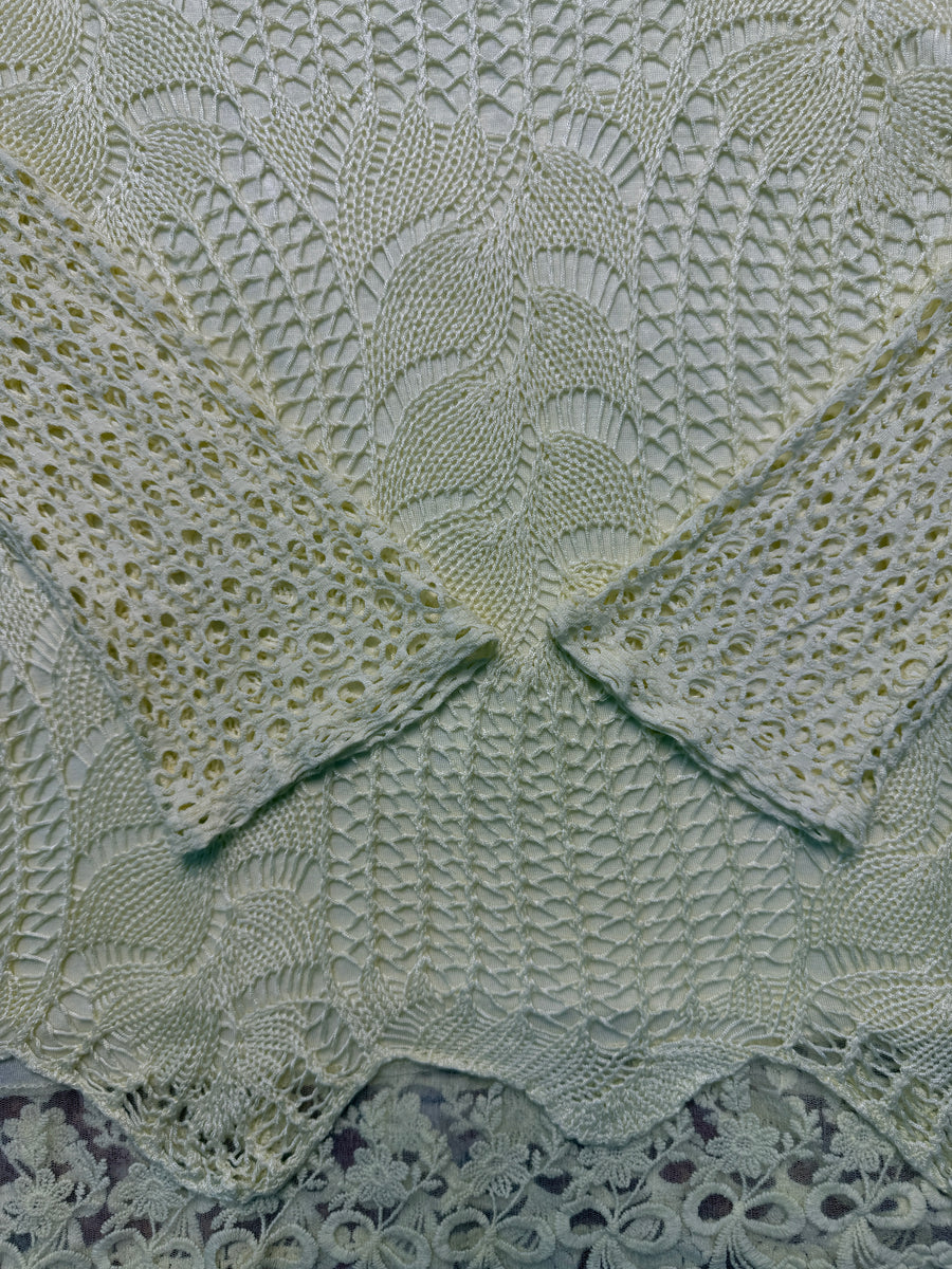 Vintage Yellow Crochet Mesh Top - M