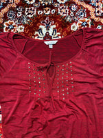 Specklers Red Capped Sleeve Blouse - M