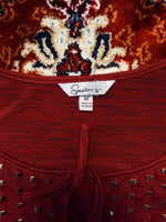 Specklers Red Capped Sleeve Blouse - M