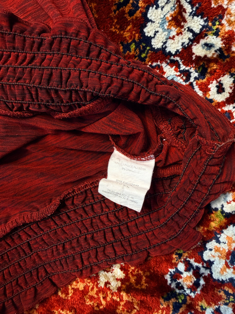 Specklers Red Capped Sleeve Blouse - M
