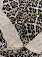 iZ Byer Brown Cheetah Print Long Sleeve Net Top - M