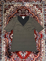 Ann Taylor Loft Brownish Green Geometric Pattern Blouse - M