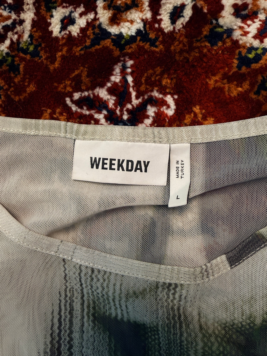 Weekday Light Green Net Top - L