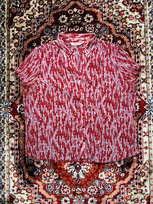 Classics Red Collared Net Blouse - L
