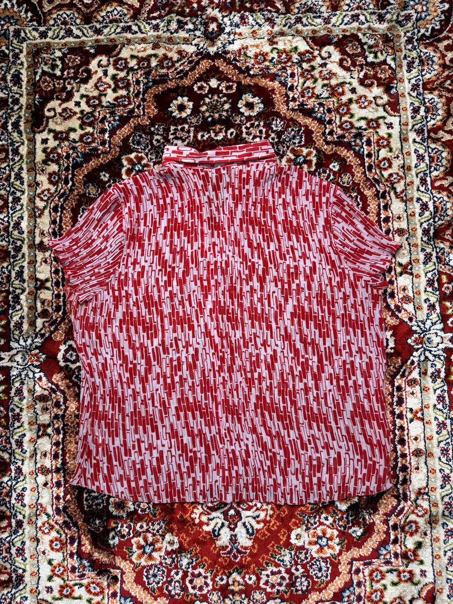 Classics Red Collared Net Blouse - L