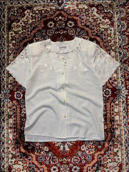 Hon World White Floral Blouse - L