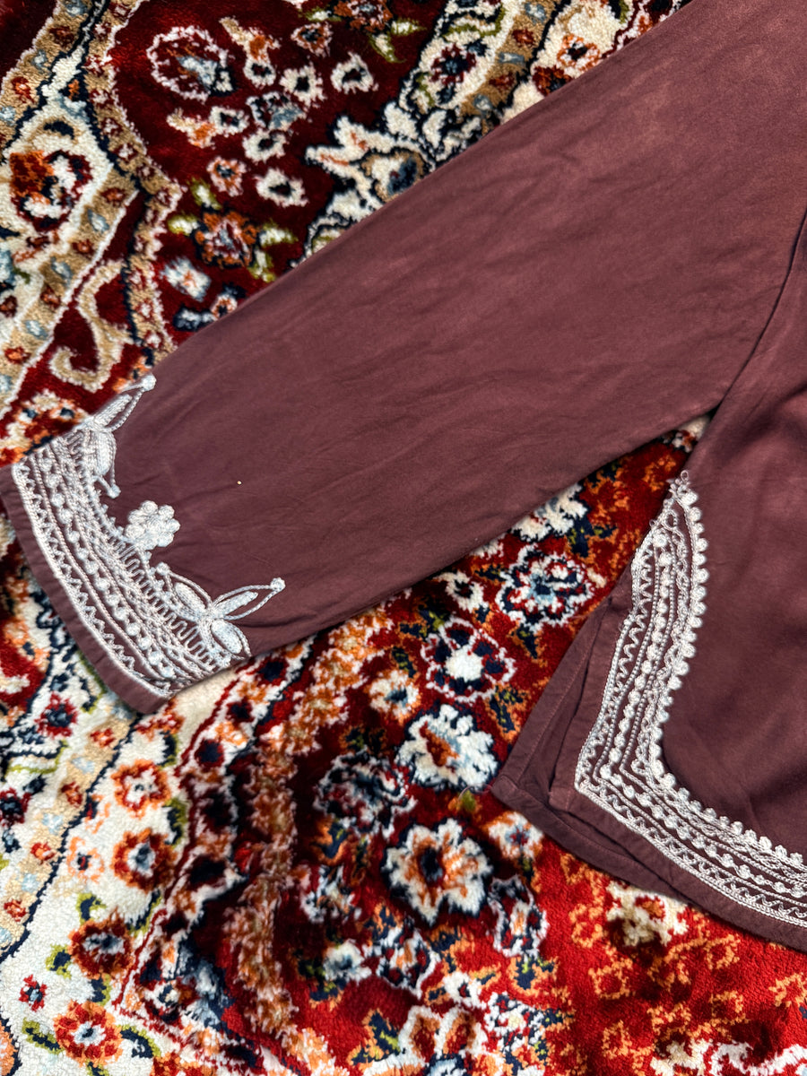 Karma Highway Brown Embroidered Kurti - One Size