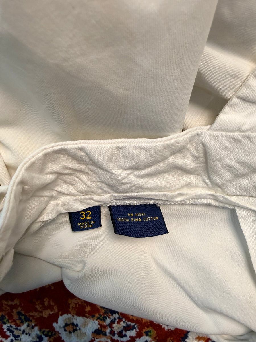 Polo Ralph Lauren White Straight Fit Pima Cotton Shorts - 32