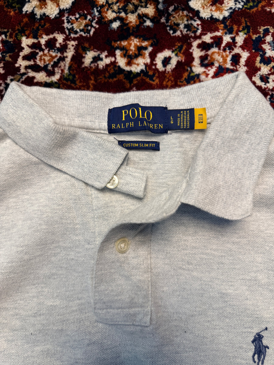 Polo Ralph Lauren Light Grey Custom Slim Fit Polo Shirt - L