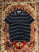 Tommy Hilfiger Stripe Navy Blue Polo Shirt - S