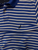 Nautica Stripe Blue Performance Deck Polo Shirt - S