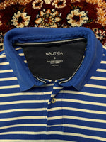 Nautica Stripe Blue Performance Deck Polo Shirt - S