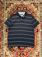 Tommy Hilfiger Stripe Navy Blue Polo Shirt - L
