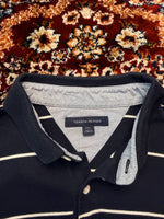 Tommy Hilfiger Stripe Navy Blue Polo Shirt - L