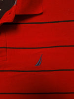 Nautica Stripe Red Performance Deck Polo Shirt - M