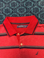 Nautica Stripe Red & Blue Polo Shirt - M