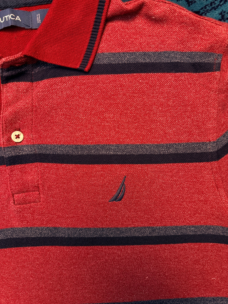 Nautica Stripe Red & Blue Polo Shirt - M