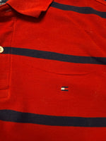 Tommy Hilfiger Stripe Red & Blue Performance Pique Polo Shirt - M