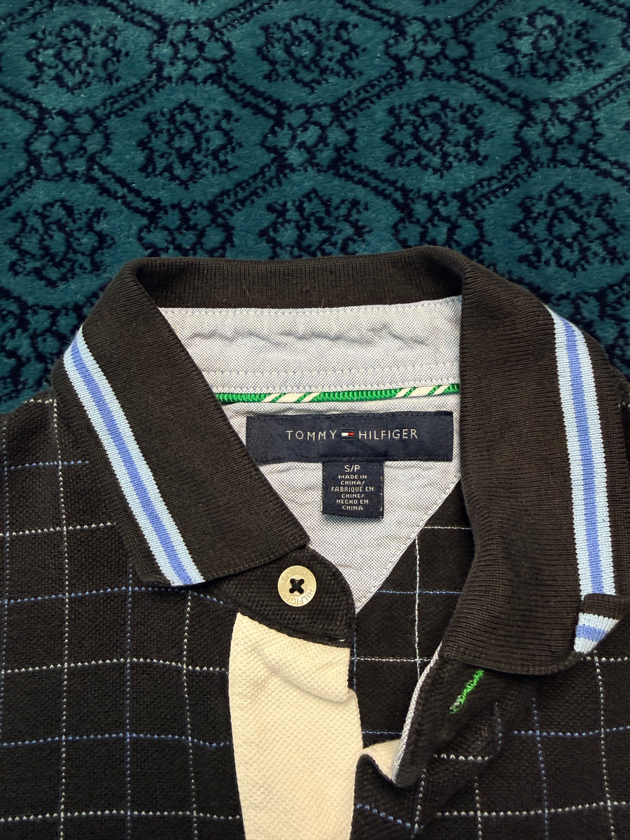 Tommy Hilfiger Check Black Polo Shirt - S