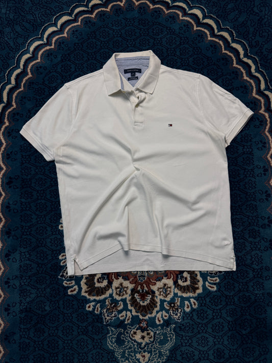 Tommy Hilfiger White Custom Fit Polo Shirt - L