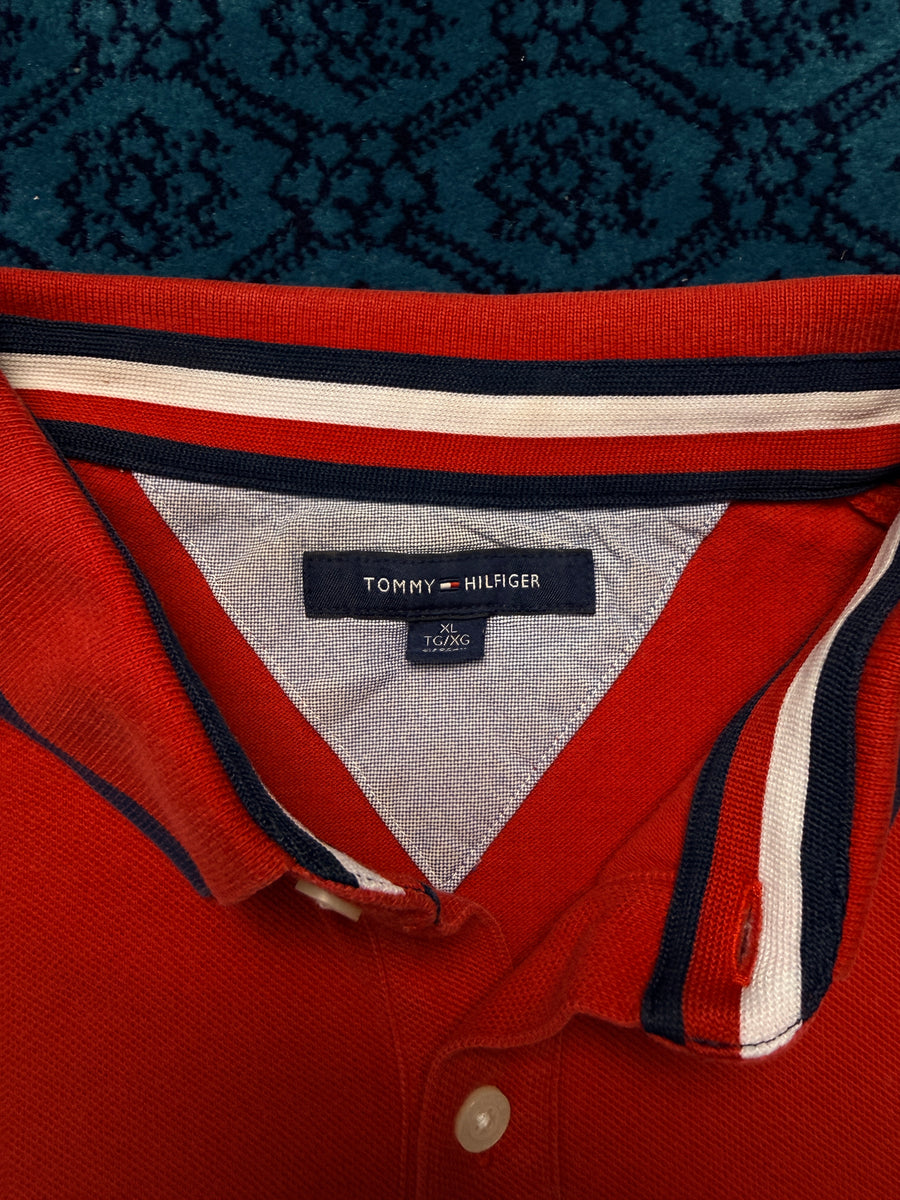 Tommy Hilfiger Big Logo Red Polo Shirt - XL