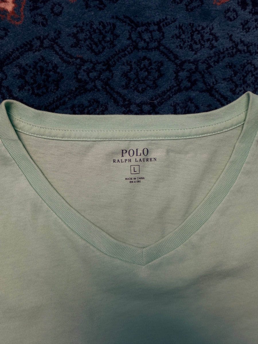 Polo Ralph Lauren Light Green V Neck T-Shirt - L