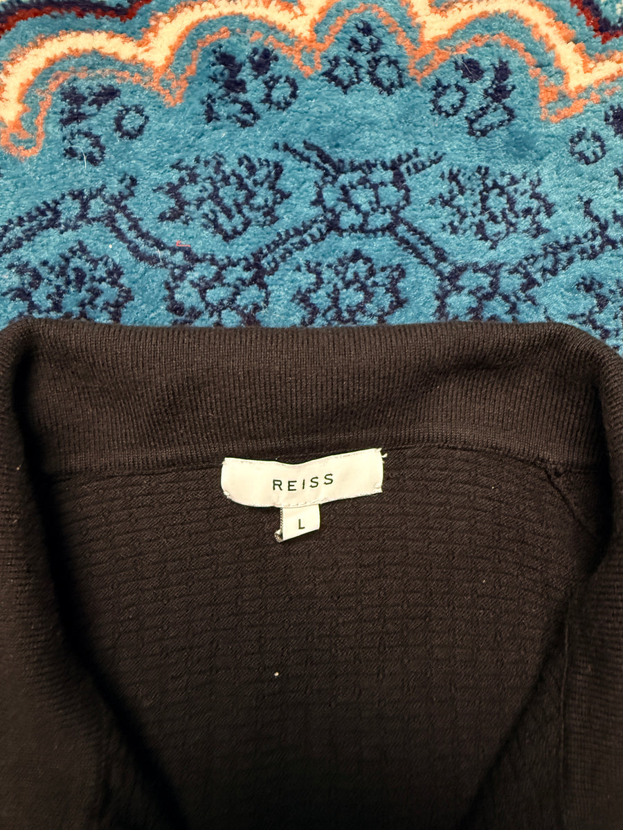 Reiss Black Knitted Polo Shirt - L