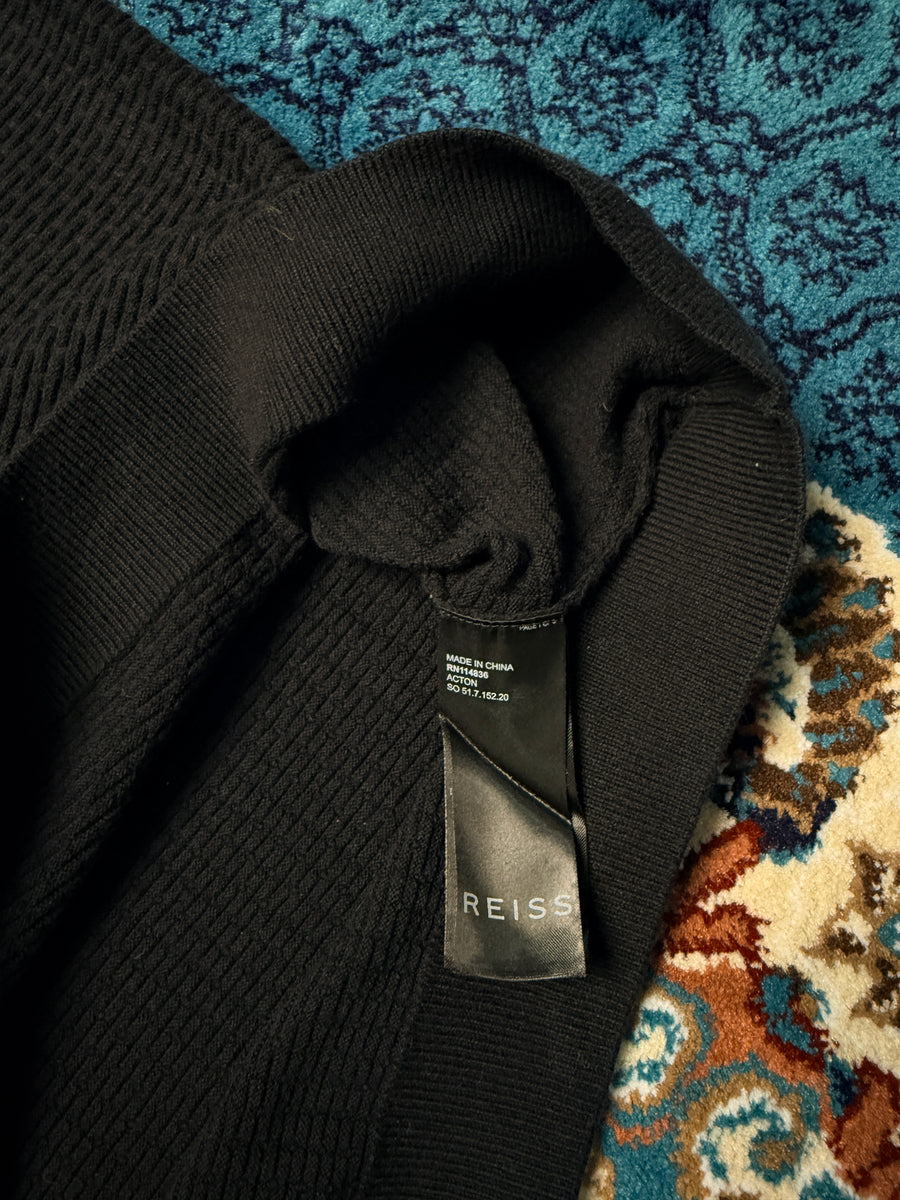 Reiss Black Knitted Polo Shirt - L