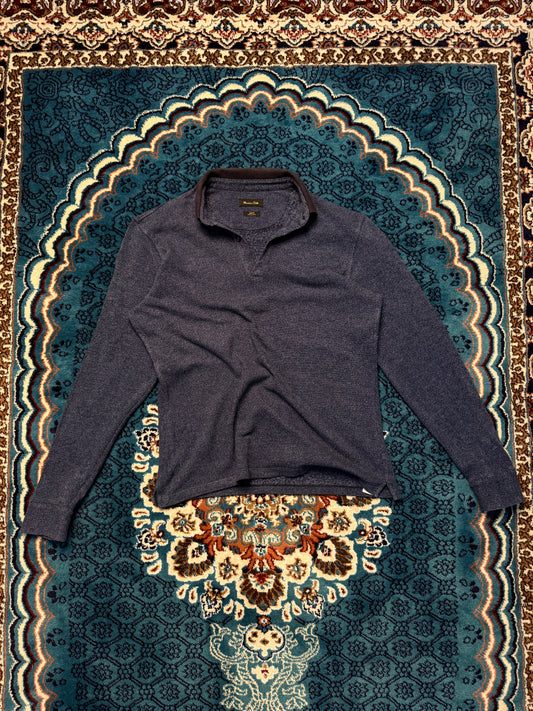 Masimmo Dutti Blue Long Sleeve Slim Fit Polo Shirt - M