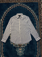 Daks London Stripe Blue & White Linen Shirt - 95