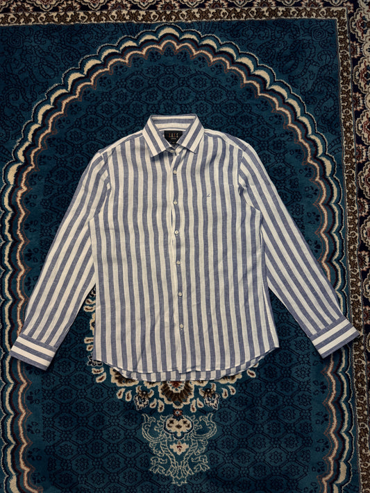 Daks London Stripe Blue & White Linen Shirt - 95