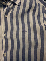 Daks London Stripe Blue & White Linen Shirt - 95