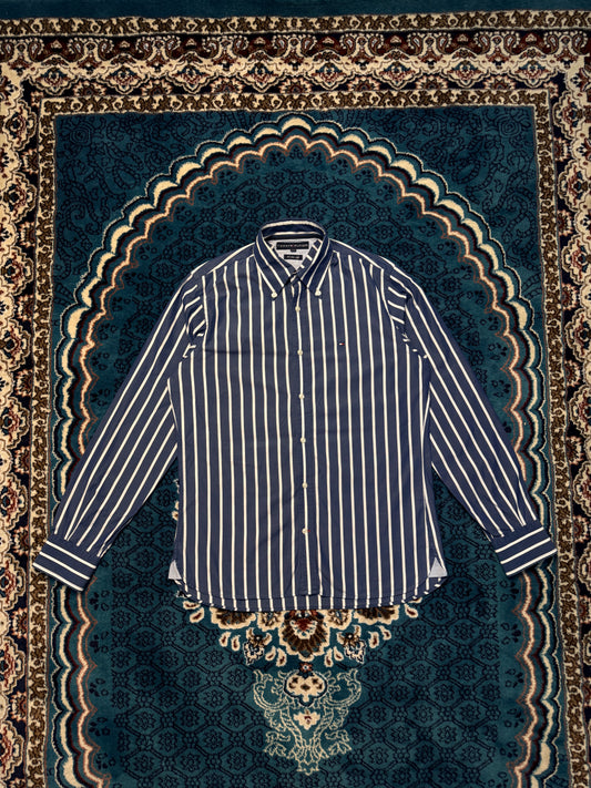 Tommy Hilfiger Stripe Blue 80's Two Ply Shirt - S