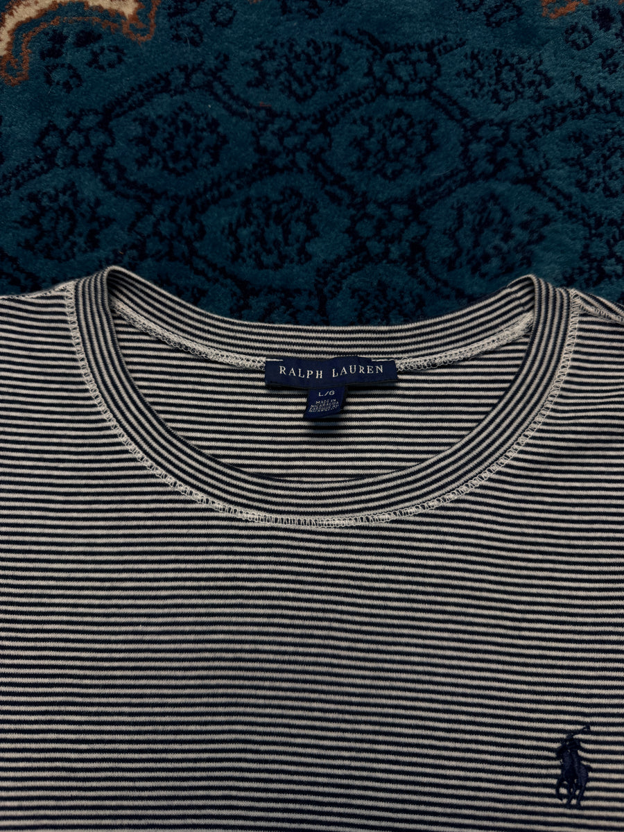 Ralph Lauren Stripe Grey T-Shirt - L