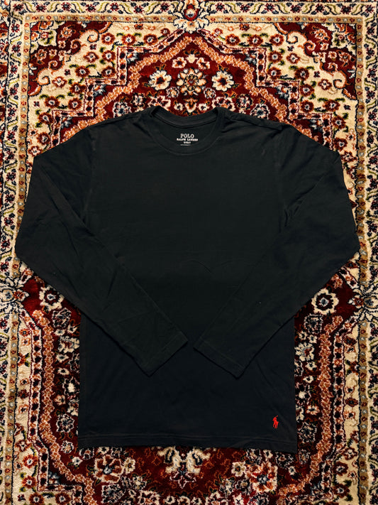 Polo Ralph Lauren Black Long Sleeve Cotton Tee - S
