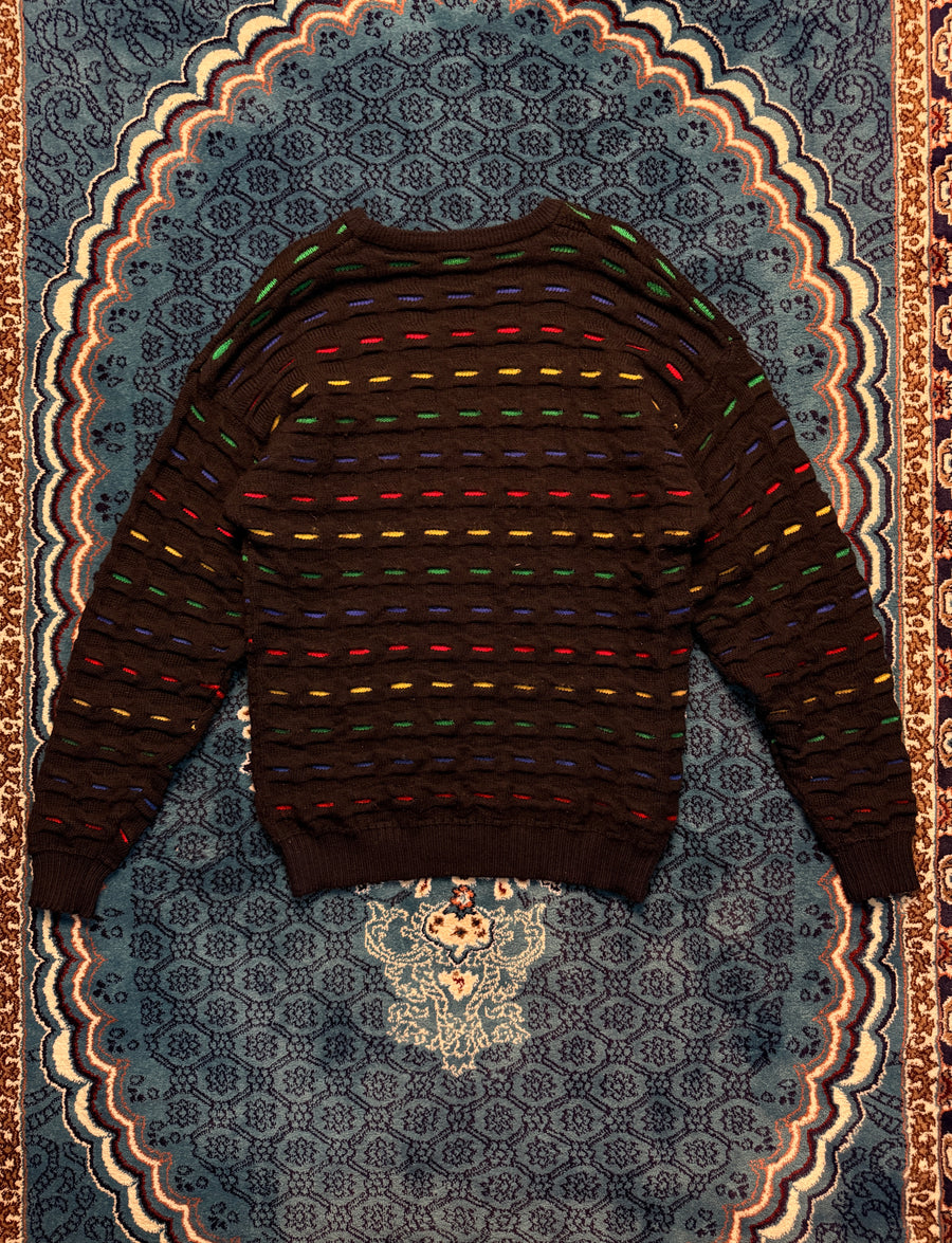 Farentino Roma Textured Knit Multicolour Crewneck Heavyweight Sweater - XL