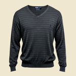 Polo by Ralph Lauren Stripe Grey Pima Cotton V Neck Sweater - XXL
