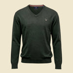 Gant Green Cotton Wool V Neck Sweater - L