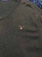 Gant Green Cotton Wool V Neck Sweater - L