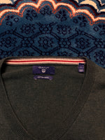 Gant Green Cotton Wool V Neck Sweater - L