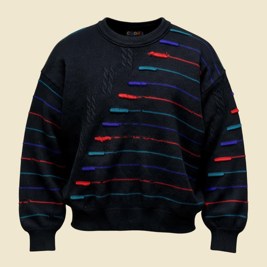 Coogi Australian Pure Wool Heavyweight Multicolour Crewneck Sweater Distressed - M