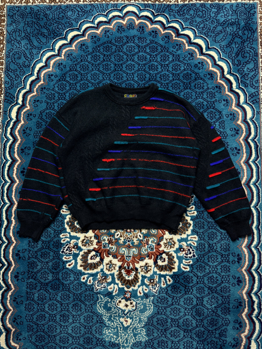 Coogi Australian Pure Wool Heavyweight Multicolour Crewneck Sweater Distressed - M