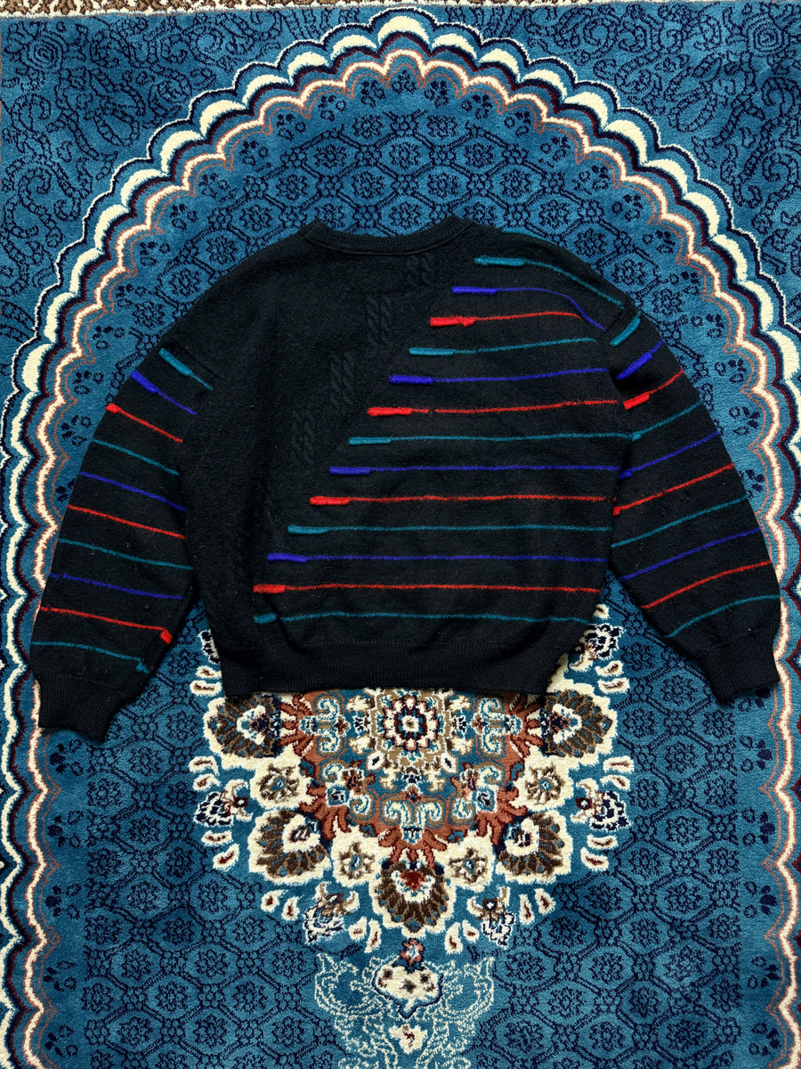 Coogi Australian Pure Wool Heavyweight Multicolour Crewneck Sweater Distressed - M