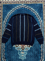 Adino Lando Textured Knit Navy Blue Crewneck Sweater - L
