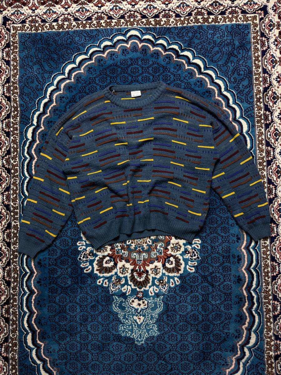 Freetime Textured Knit Multicolour Crewneck Sweater - XL
