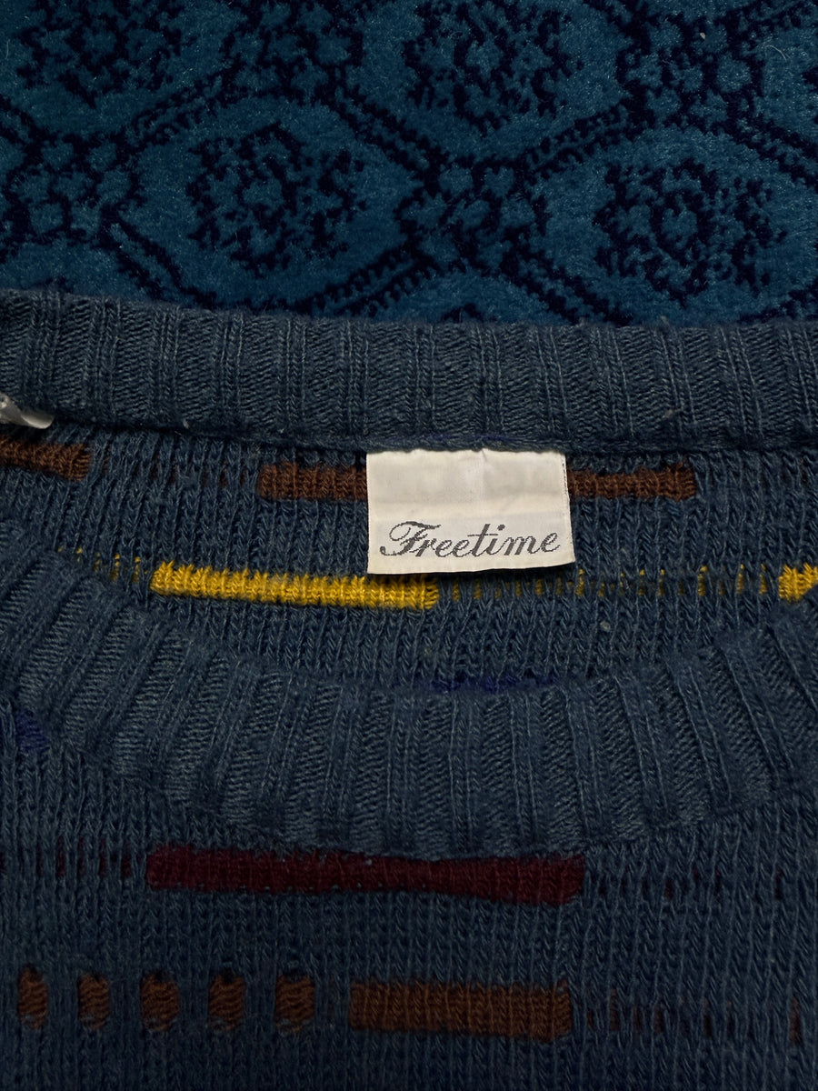 Freetime Textured Knit Multicolour Crewneck Sweater - XL